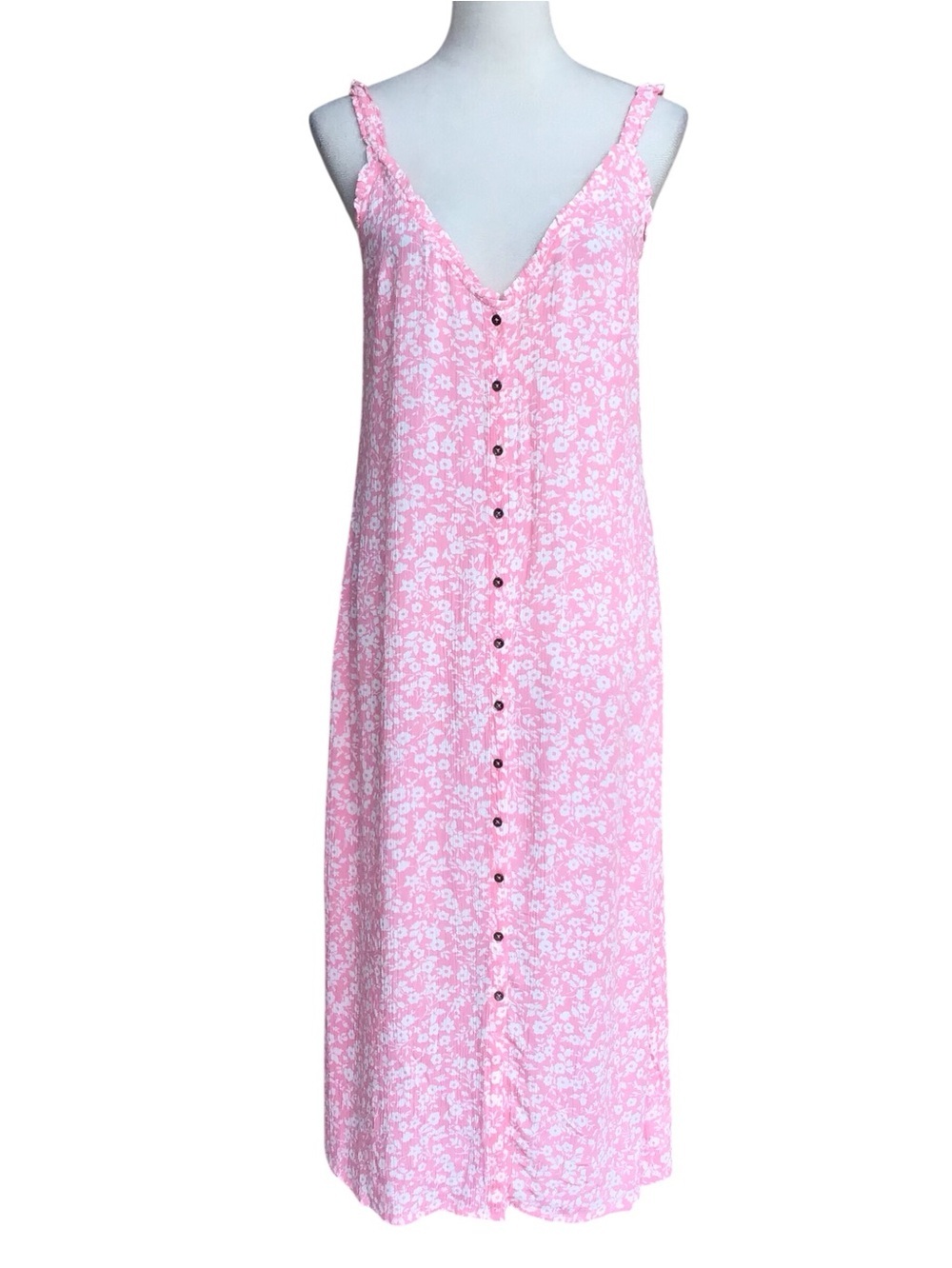 Billabong Sweet Edges Pink Floral Sleeveless Midi Dress Woman’s Size Medium NEW